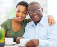 senior man with her daughter